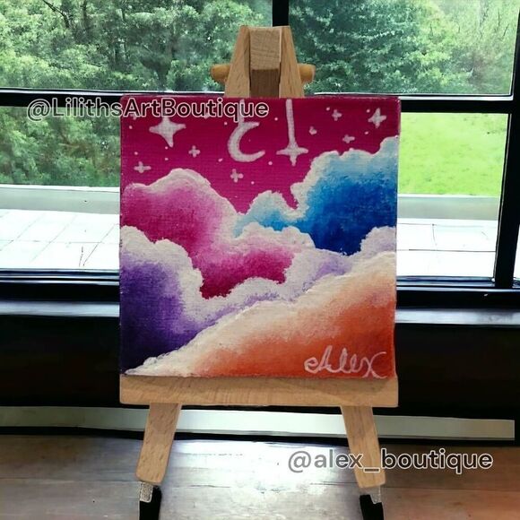 Mini Sky Painting (Y005) - Handmade Oil on Canvas - Picture 3 of 4